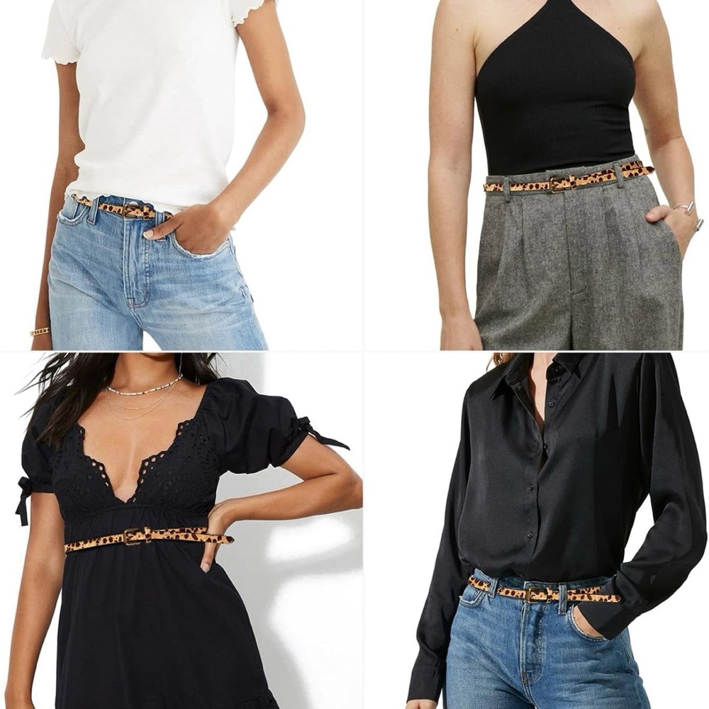 Calf hair leopard print belt